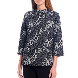 INVESTMENTS  Petite Mock-Neck  Animal-Print Blouse